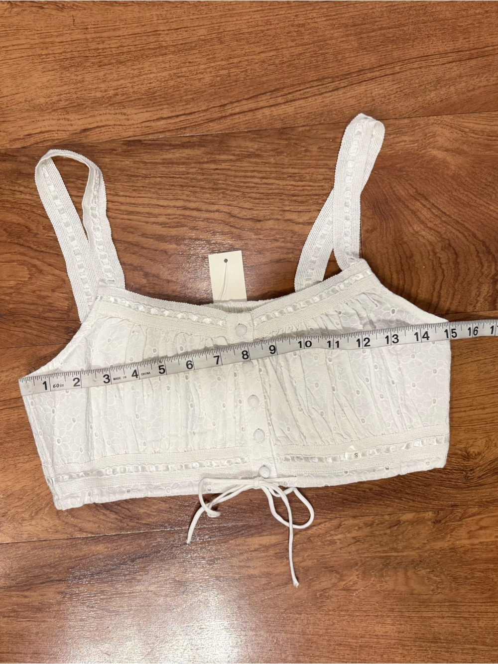 Aeropostale White Eyelet Button-Front Cropped Camisole - Picture 9 of 11